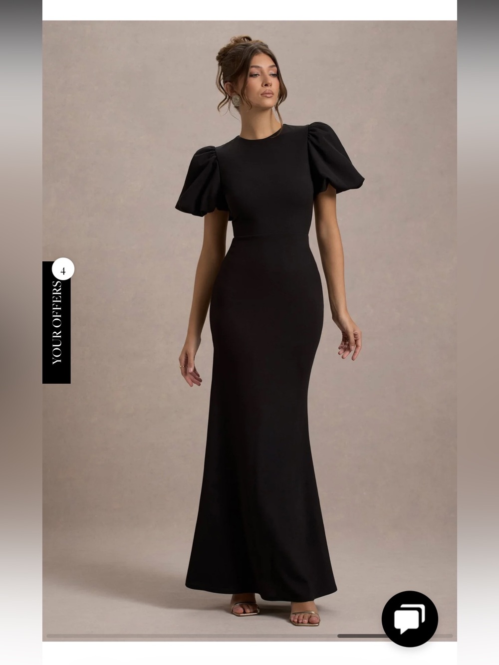 Club L London • LOVE LETTERS Black Puff-Sleeve Maxi Dress